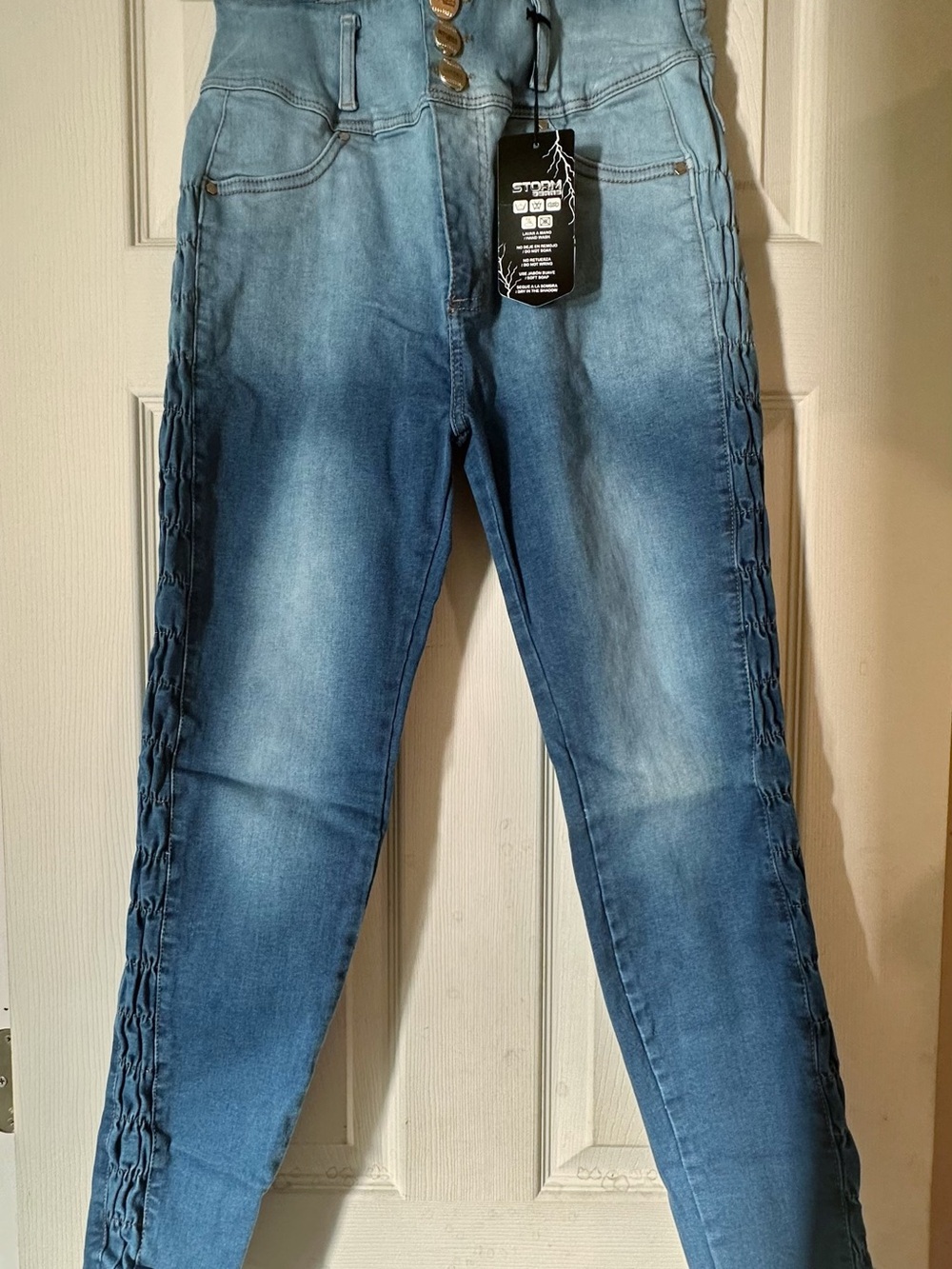 NEW High-Rise Blue Push-Up Colombian Jeans for Women - Picture 4 of 6